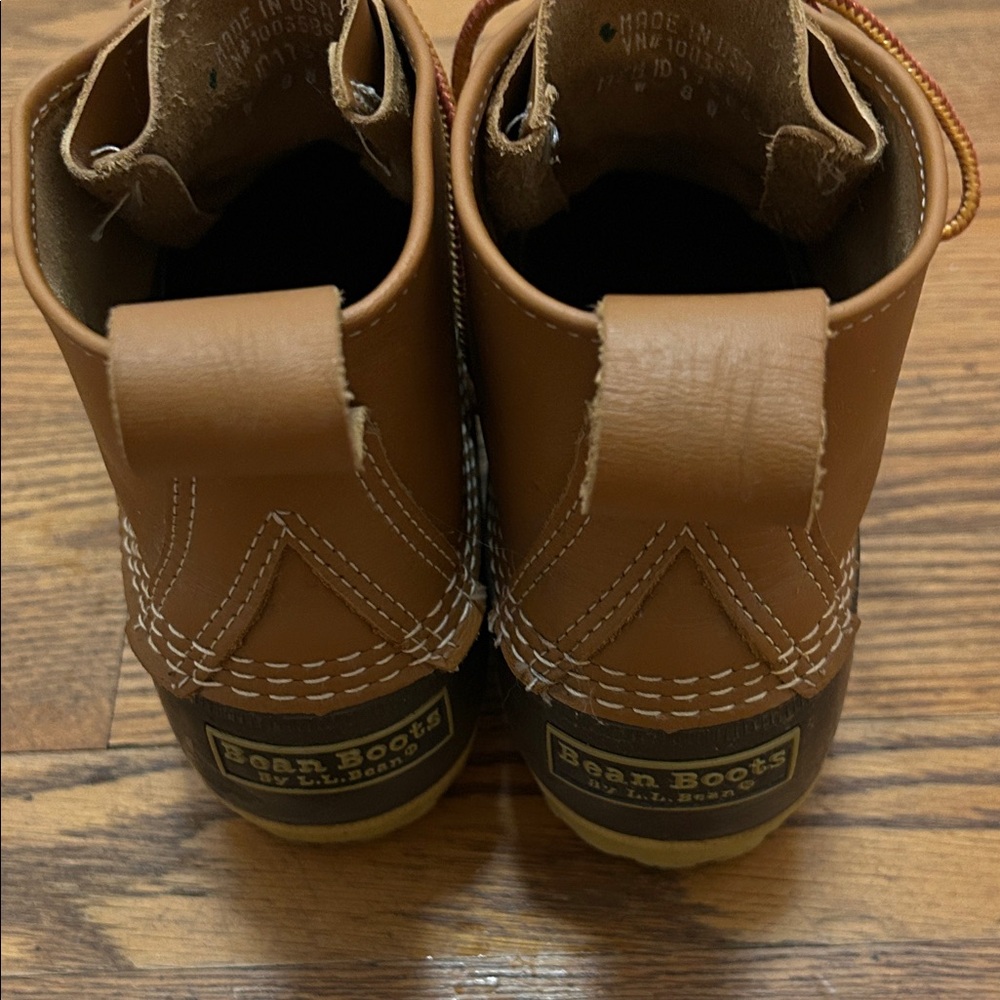LL Bean Duck Bean Boots Womens Sz 8M Brown Leather Rubber Waterproof Rain USA - Picture 11 of 12